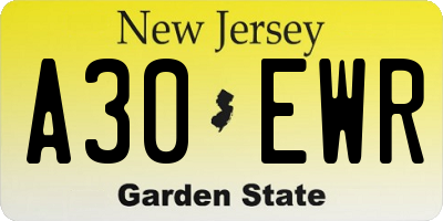 NJ license plate A30EWR