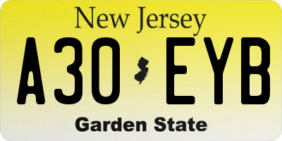 NJ license plate A30EYB