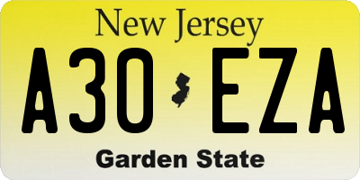 NJ license plate A30EZA