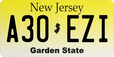 NJ license plate A30EZI
