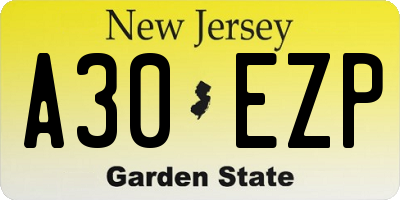 NJ license plate A30EZP