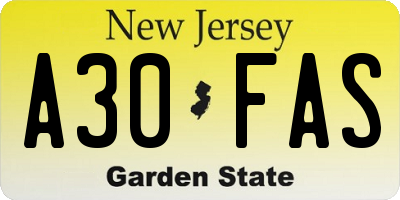 NJ license plate A30FAS