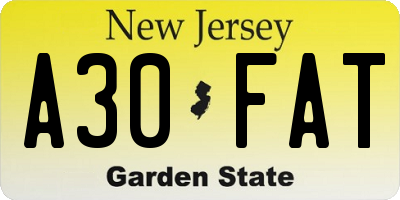NJ license plate A30FAT