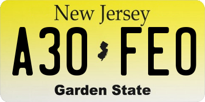 NJ license plate A30FEO