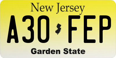 NJ license plate A30FEP