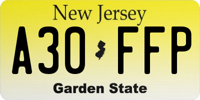 NJ license plate A30FFP