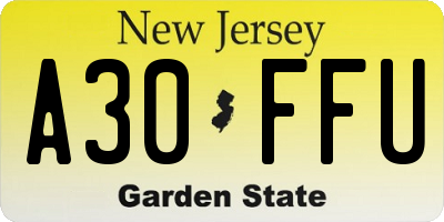 NJ license plate A30FFU