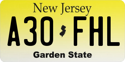 NJ license plate A30FHL