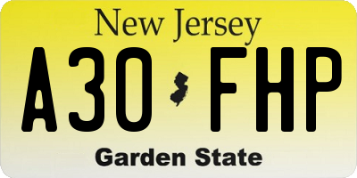 NJ license plate A30FHP