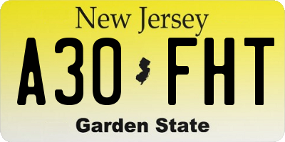 NJ license plate A30FHT