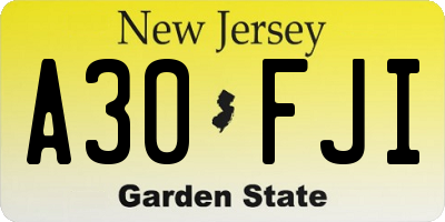 NJ license plate A30FJI