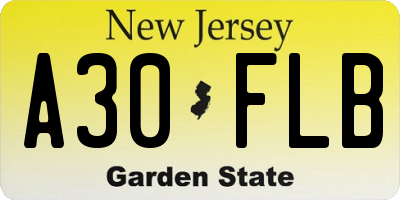 NJ license plate A30FLB