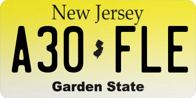 NJ license plate A30FLE