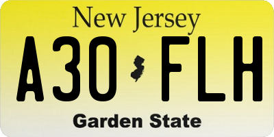 NJ license plate A30FLH
