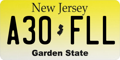 NJ license plate A30FLL