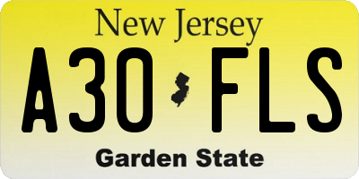 NJ license plate A30FLS