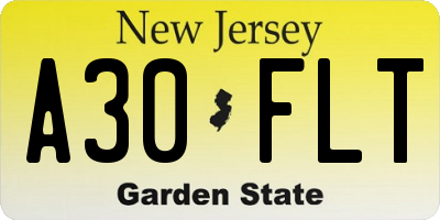 NJ license plate A30FLT