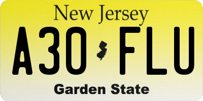 NJ license plate A30FLU