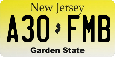 NJ license plate A30FMB