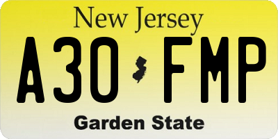 NJ license plate A30FMP