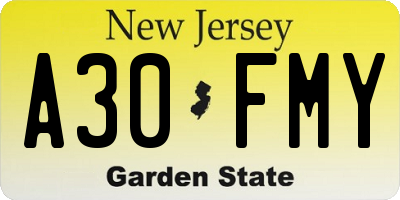 NJ license plate A30FMY