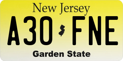 NJ license plate A30FNE