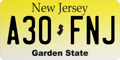 NJ license plate A30FNJ