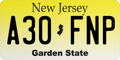 NJ license plate A30FNP