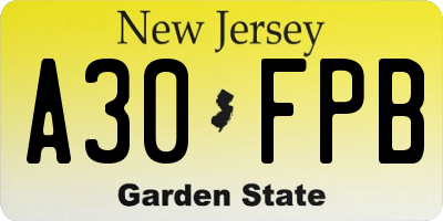 NJ license plate A30FPB