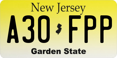 NJ license plate A30FPP