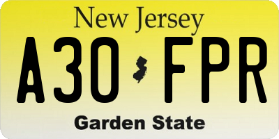 NJ license plate A30FPR