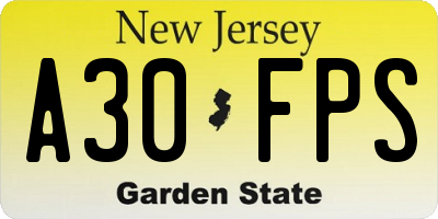NJ license plate A30FPS