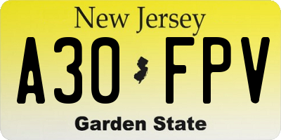 NJ license plate A30FPV