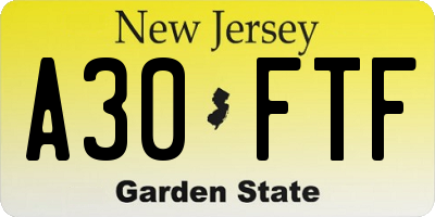 NJ license plate A30FTF