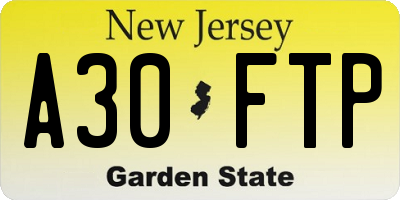 NJ license plate A30FTP