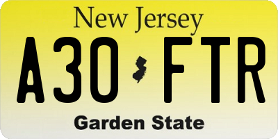 NJ license plate A30FTR