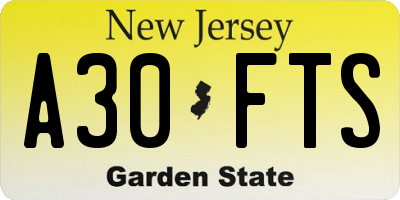 NJ license plate A30FTS