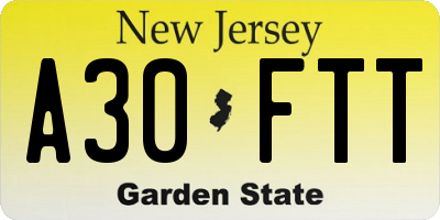 NJ license plate A30FTT