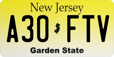 NJ license plate A30FTV