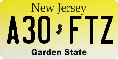 NJ license plate A30FTZ