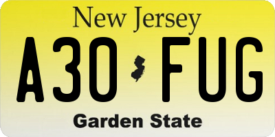 NJ license plate A30FUG