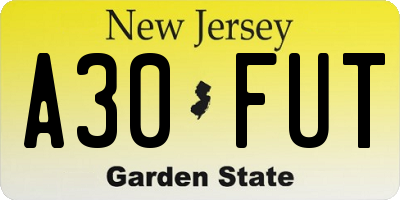 NJ license plate A30FUT