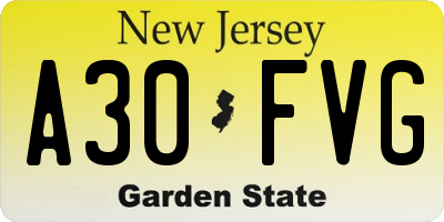 NJ license plate A30FVG