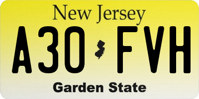 NJ license plate A30FVH