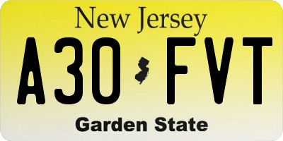NJ license plate A30FVT