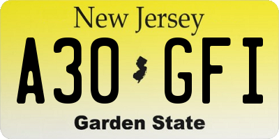 NJ license plate A30GFI