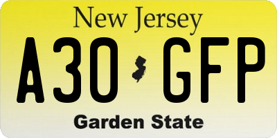 NJ license plate A30GFP