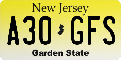 NJ license plate A30GFS