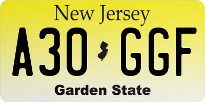 NJ license plate A30GGF