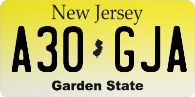 NJ license plate A30GJA